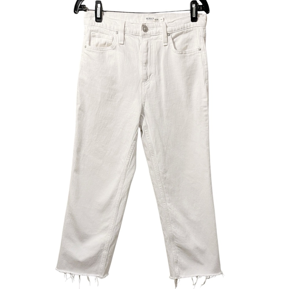 Hudson Remi High-Rise Straight Crop Jean White Raw Hem Size 28 - Picture 3 of 10